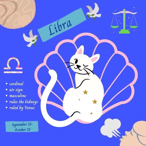 After a few weeks of being harangued for your own good by Virgo, please welcome Libra, oozing charm, their weapon of choice, to seduce with comfort and flattery. Regardless of what they actually look like, all Libra felines are irresistible. Flirting comes as naturally to them as sleep, and they know how to play the crowd — whether it